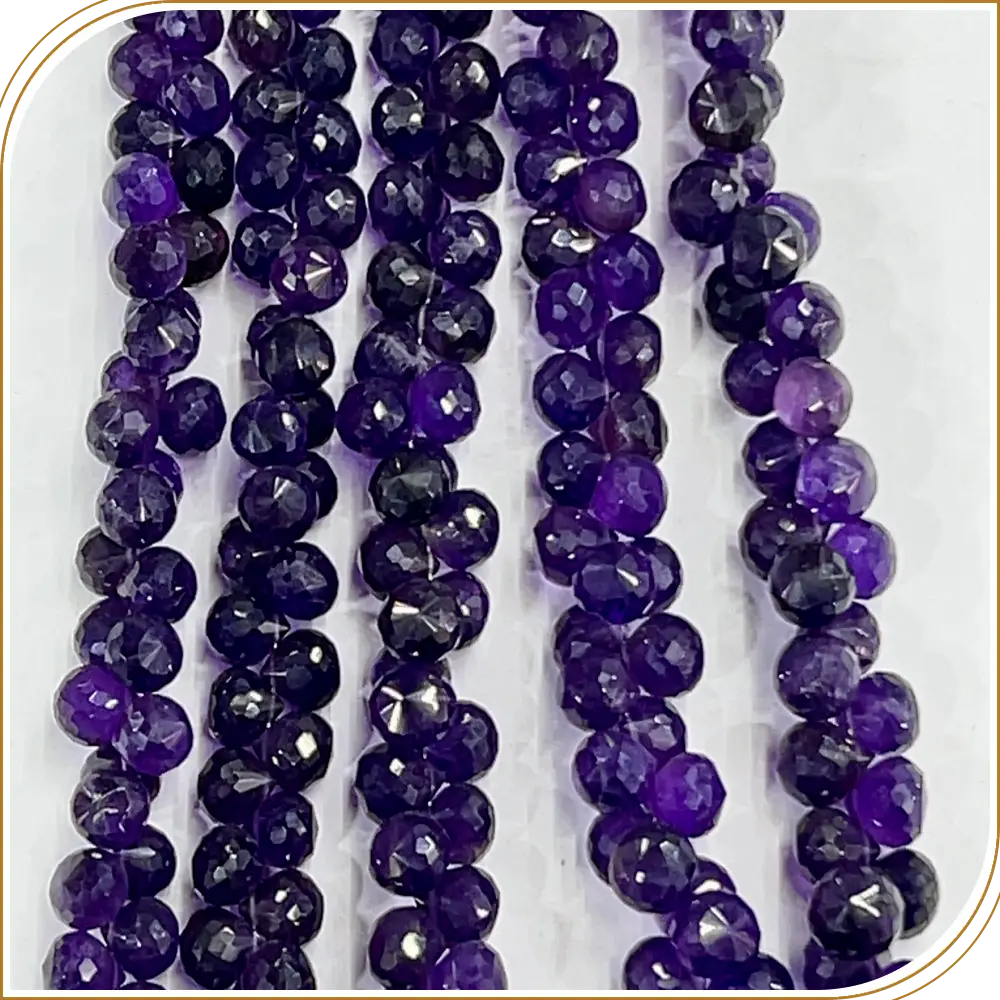 Timeless Natural Purple Amethyst Quartz Gemstone Loose Faceted Onion Drops Shape Beads, Luxurious 6 to 7mm, 8 Inches Strand - Ideal for Elegant and Spiritual Jewellery