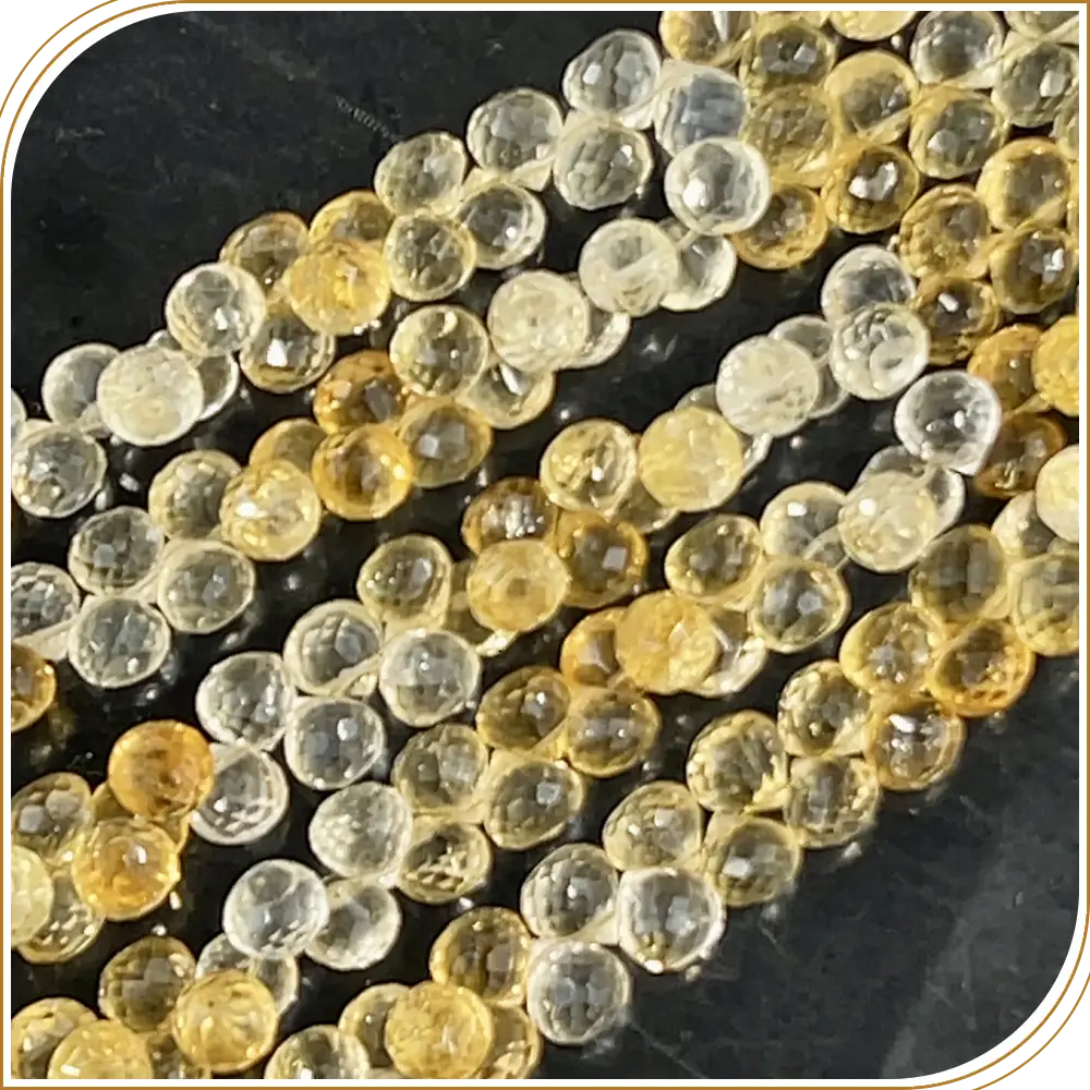 Captivating Natural Shaded Citrine Quartz Gemstone Loose Faceted Onion Drops Shape Beads, Radiant 6 to 7mm, 8 Inches Strand - Bring Brightness to Your Creations
