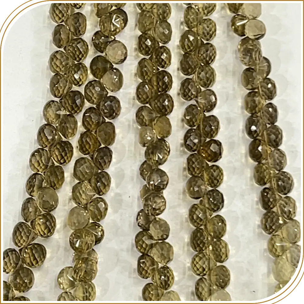 Gorgeous Natural Shaded Beer Quartz Gemstone Loose Faceted Onion Drops Shape Beads, Warm 6 to 7mm, 8 Inches Strand - Perfect for Earthy, Stunning Designs