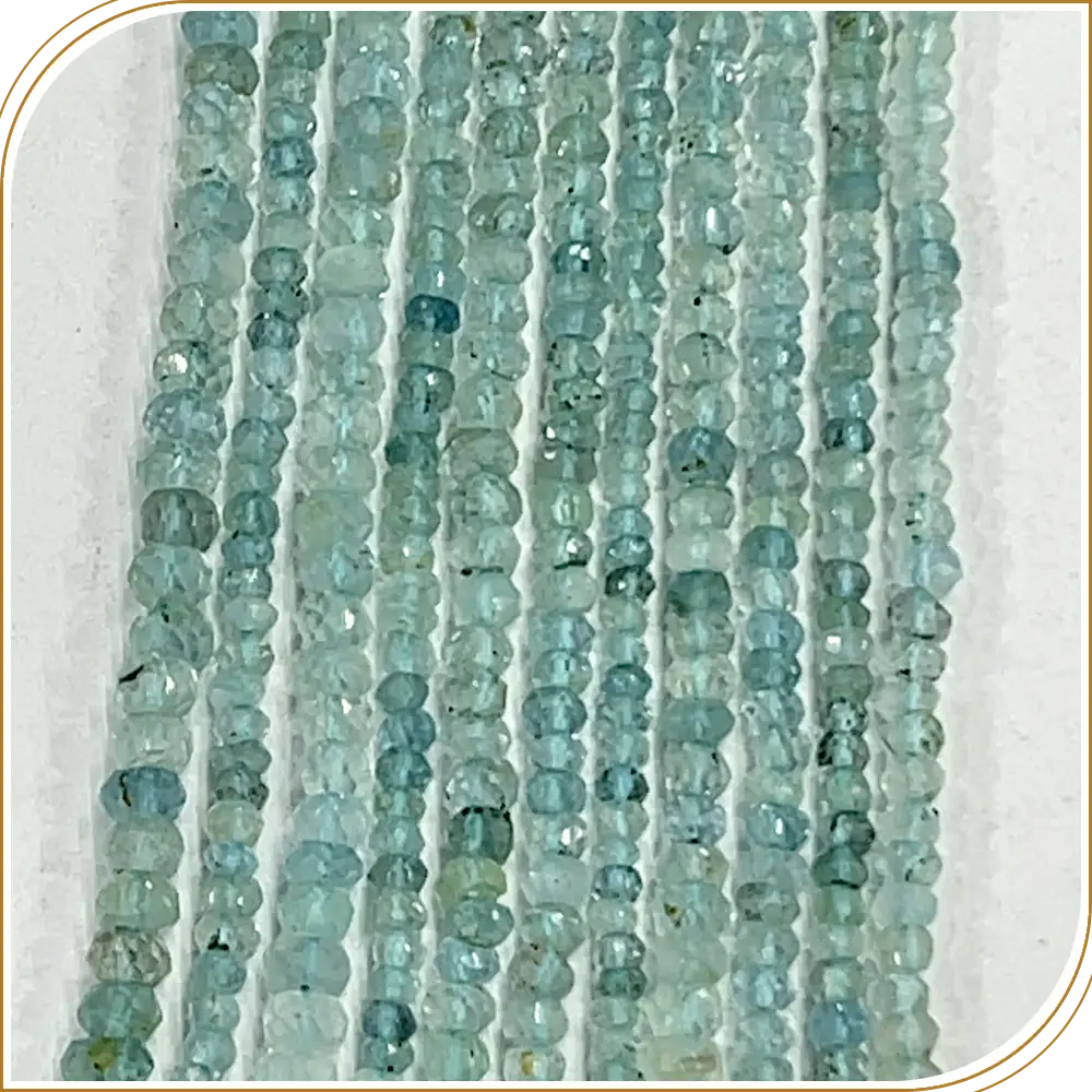 AAA Natural Aquamarine Loose Gemstone Faceted Rondelle Beads – Beautiful 4mm Beads for Fresh, Elegant Creations – 14 Inches Strand