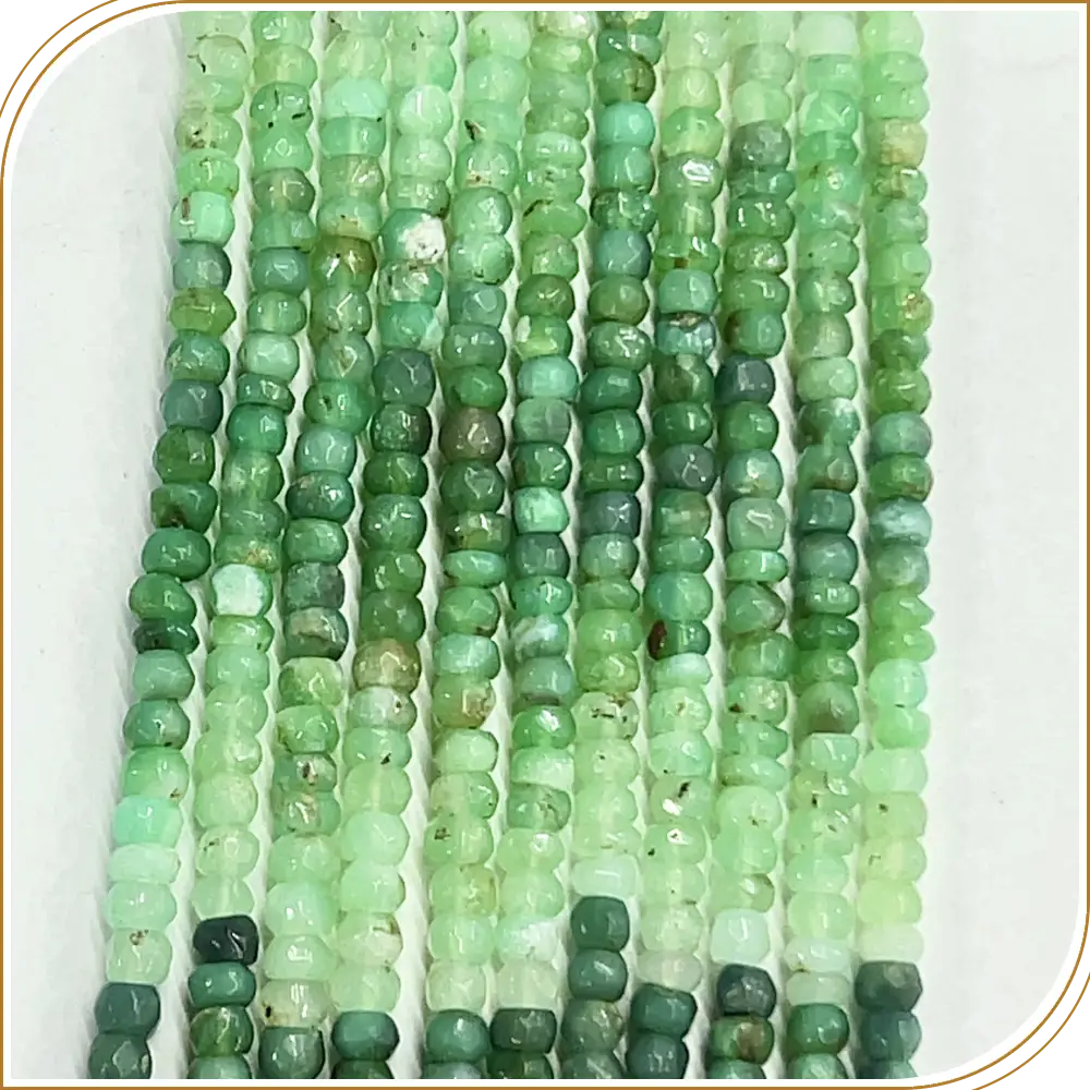 AAA Natural Shaded Chrysoprase Loose Gemstone Faceted Rondelle Beads – Unique 5mm Beads for Distinct Jewellery – 14 Inches Strand