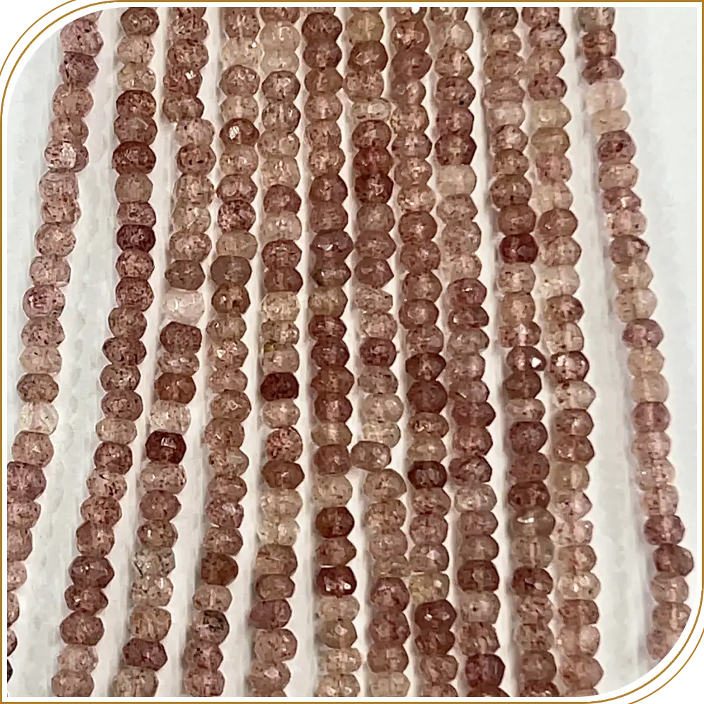 AAA Natural Pink Strawberry Quartz Loose Gemstone Faceted Rondelle Beads – Sweet 5mm Beads for Charming Designs – 14 Inches Strand