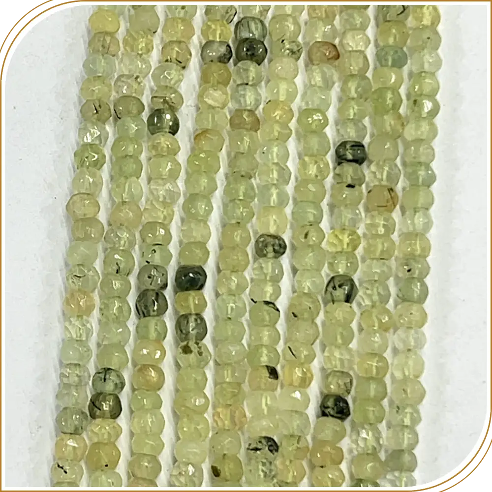 AAA Natural Prehnite Loose Gemstone Faceted Rondelle Beads – Soft 5mm Beads for Serene Designs – 14 Inches Strand