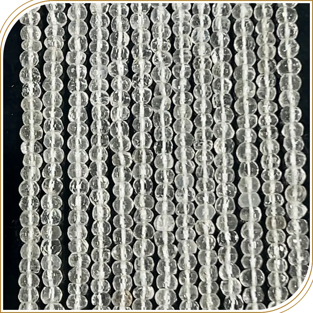 AAA Natural Crystal Quartz Loose Gemstone Faceted Rondelle Beads – Pure 4mm Beads for Timeless Creations – 14 Inches Strand