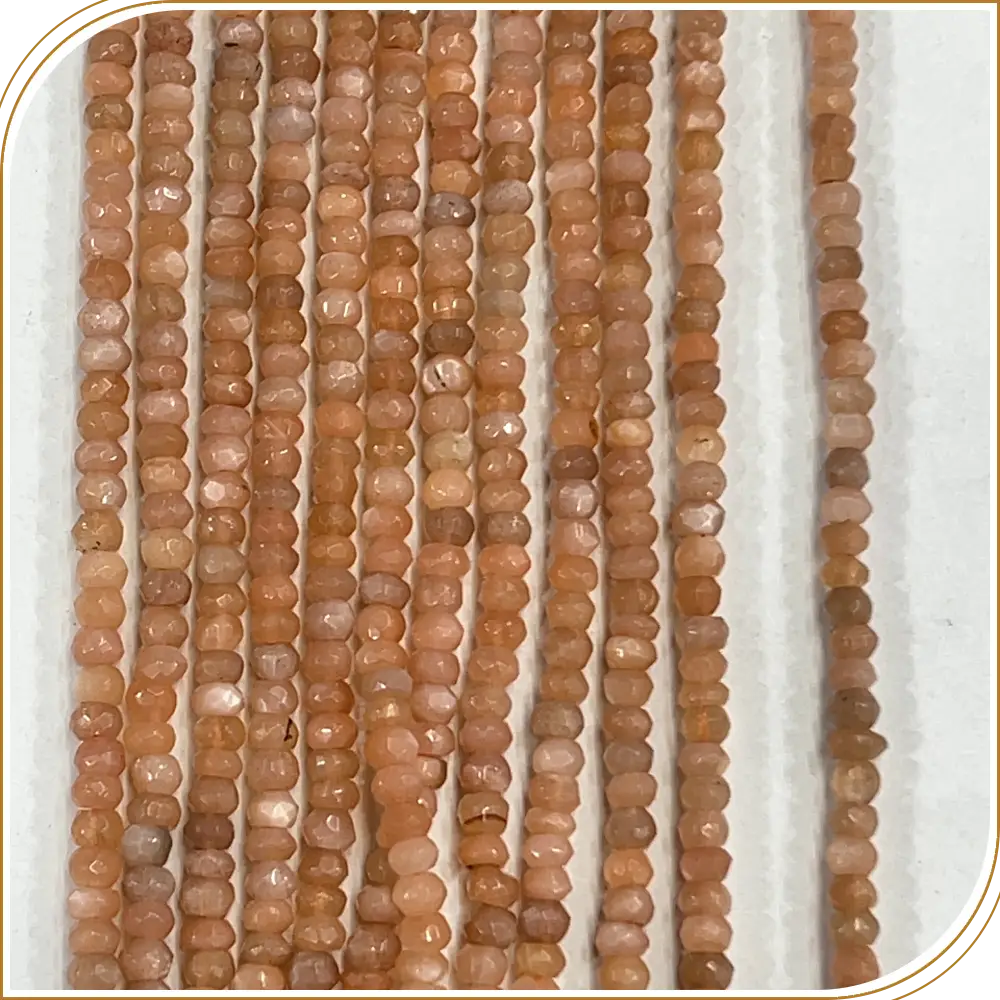 AAA Natural Peach Moonstone Loose Gemstone Faceted Rondelle Beads – Gentle 4mm Beads for Elegant Jewellery – 14 Inches Strand
