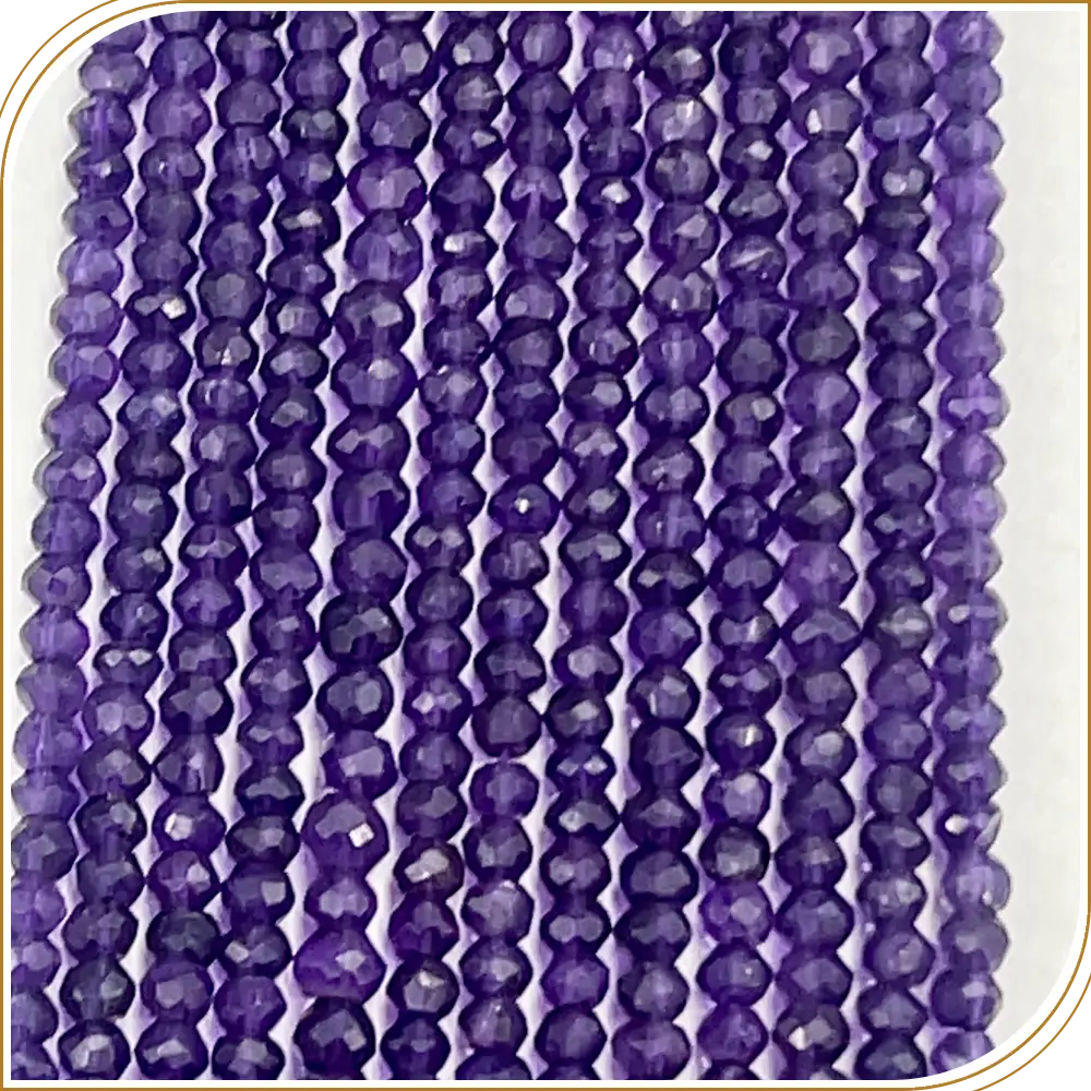 AAA Natural African Amethyst Quartz Loose Gemstone Faceted Rondelle Beads – Royal Purple 4mm Beads for Luxurious Creations – 14 Inches Strand