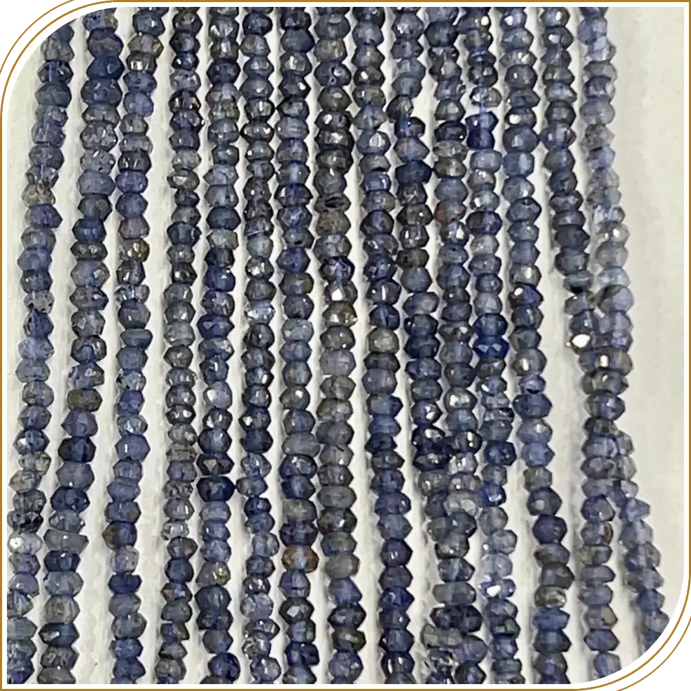 AAA Natural Blue Iolite Loose Gemstone Faceted Rondelle Beads – Stunning 3mm Beads for Cool, Elegant Jewellery – 14 Inches Strand