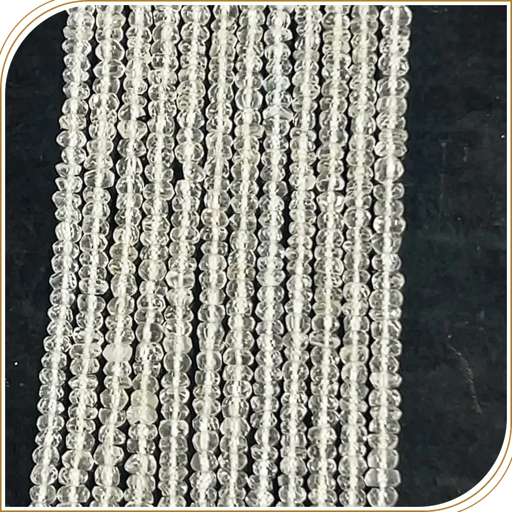 AAA Natural White Topaz Loose Gemstone Faceted Rondelle Beads – Clear 3mm Beads for Bright and Dazzling Creations – 14 Inches Strand