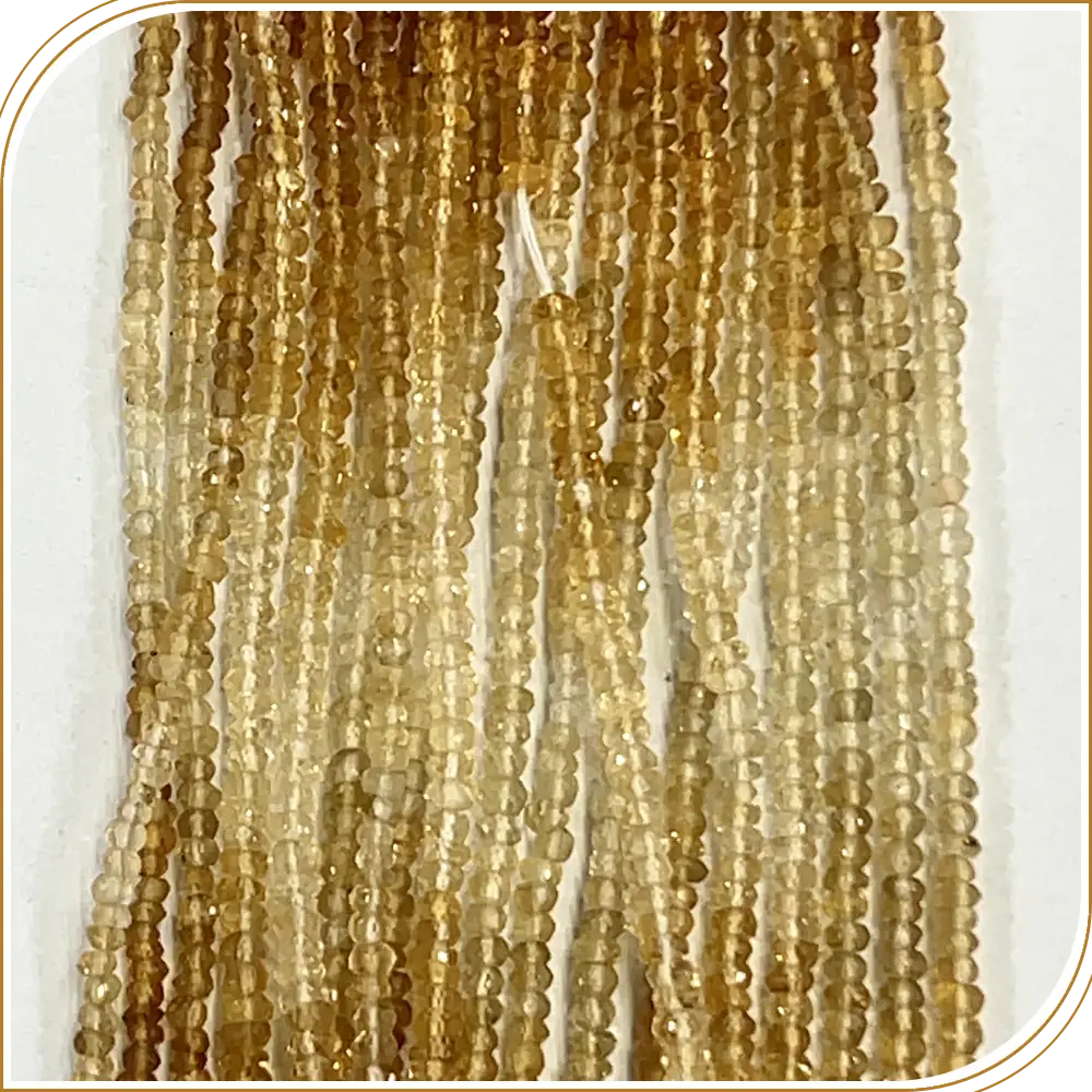 AAA Natural Shaded Citrine Quartz Loose Gemstone Faceted Rondelle Beads – Warm 3mm Beads for Golden Jewellery – 14 Inches Strand