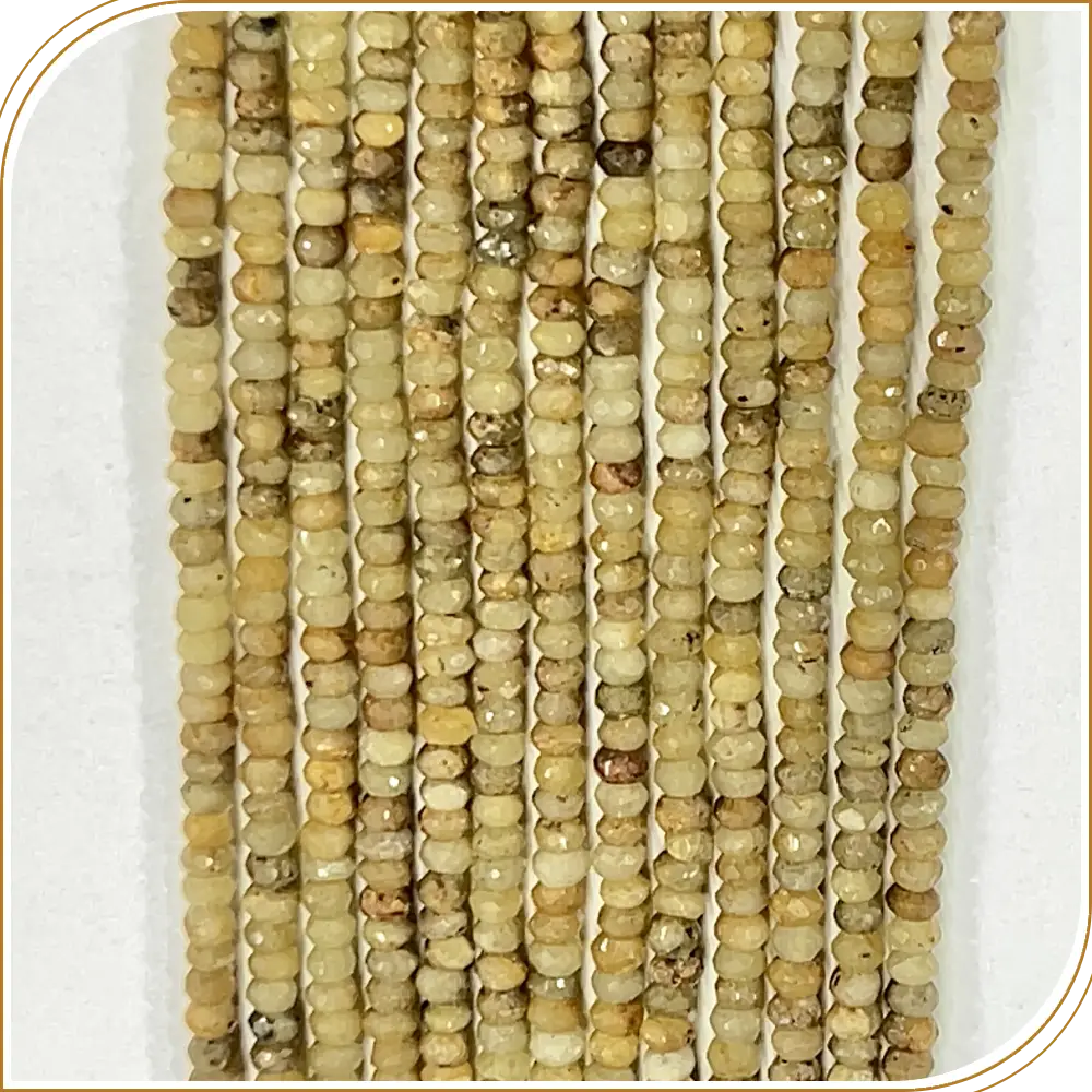 AAA Natural Yellow Aquamarine Loose Gemstone Faceted Rondelle Beads – Sunny 4mm Beads for Radiant Designs – 14 Inches Strand