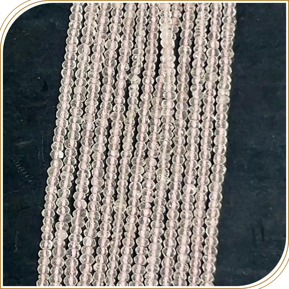 AAA Natural Pink Rose Quartz Loose Gemstone Faceted Rondelle Beads – Lovely 3mm Beads for Heartfelt Creations – 14 Inches Strand