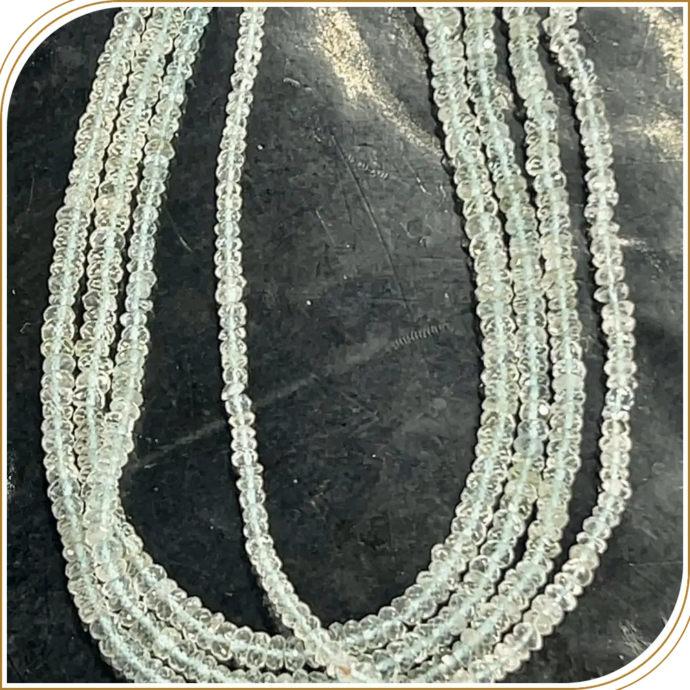 AAA Natural Aquamarine Loose Gemstone Faceted Rondelle Beads – Beautiful 4mm Beads for Cool, Fresh Designs – 14 Inches Strand