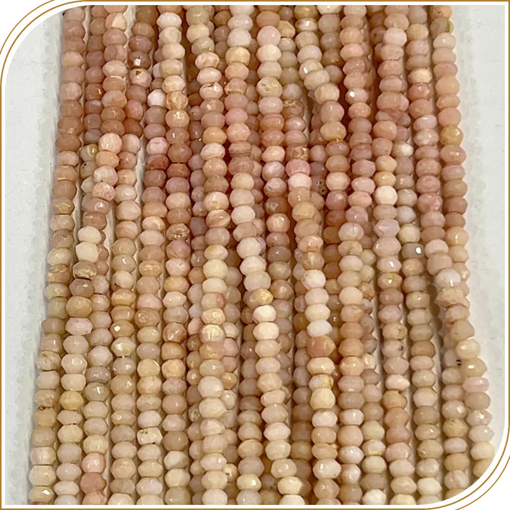 AAA Natural Pink Opal Loose Gemstone Faceted Rondelle Beads – Soft Pink 4mm Beads for a Feminine Touch – 14 Inches Strand