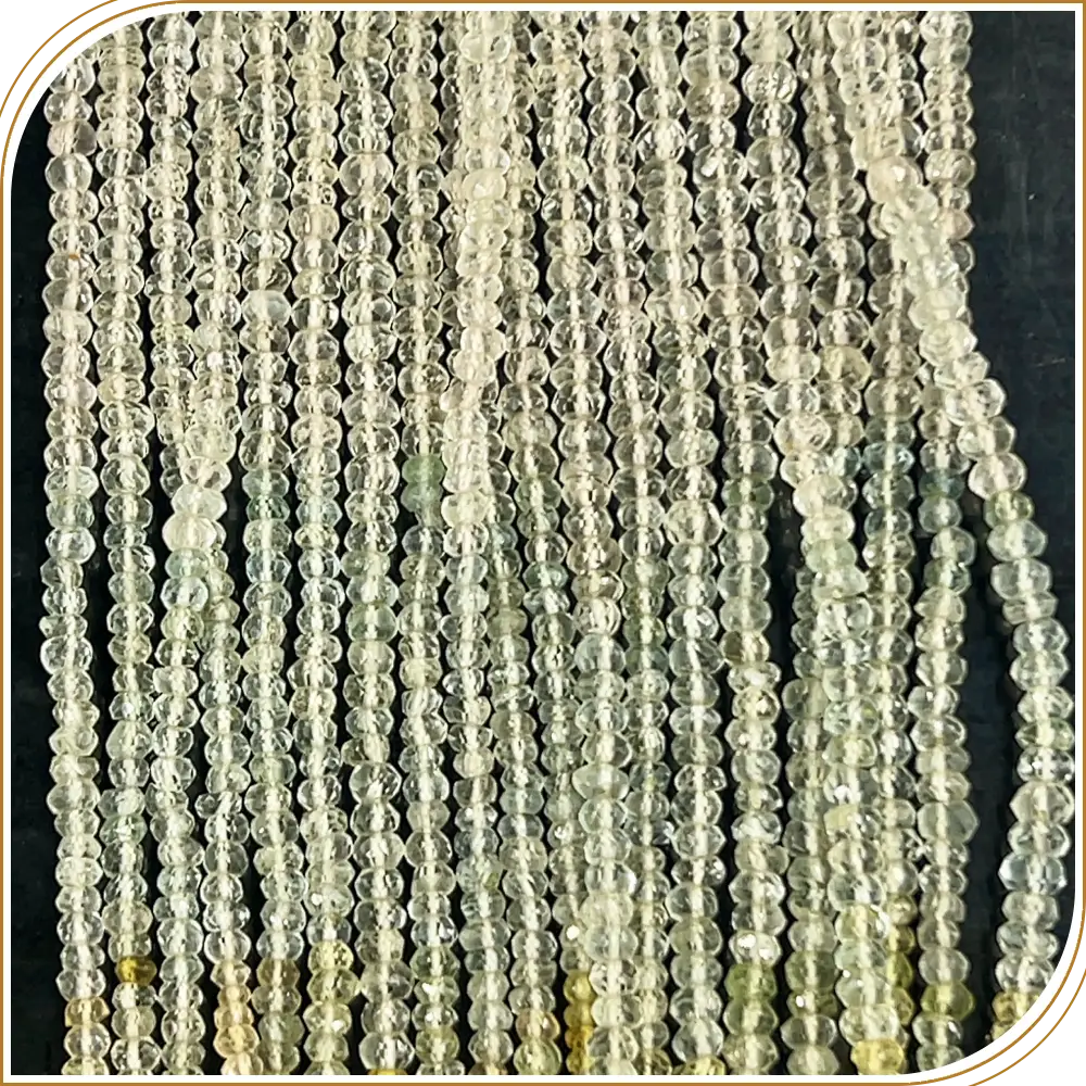 AAA Natural Aquamarine Shaded Loose Gemstone Faceted Rondelle Beads – Soft Shaded 4mm Beads for Serene Jewellery – 14 Inches Strand