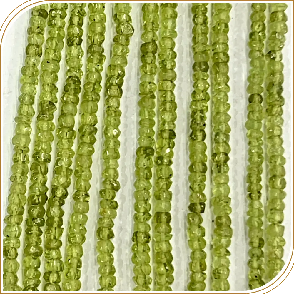 AAA Natural Green Peridot Loose Gemstone Faceted Rondelle Beads – Refreshing 4mm Beads for Elegant Crafting – 14 Inches Strand