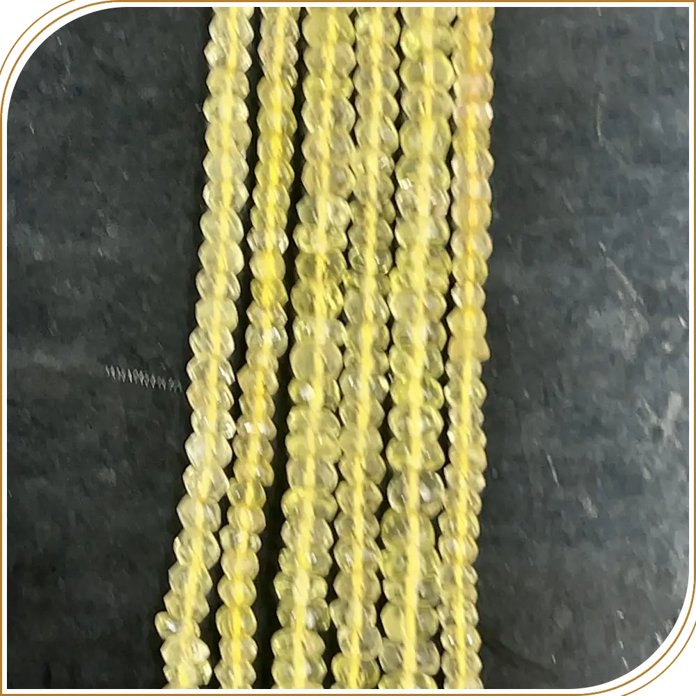 AAA Natural Lemon Quartz Loose Gemstone Faceted Rondelle Beads – Vibrant 4mm Beads for Radiant Designs – 14 Inches Strand