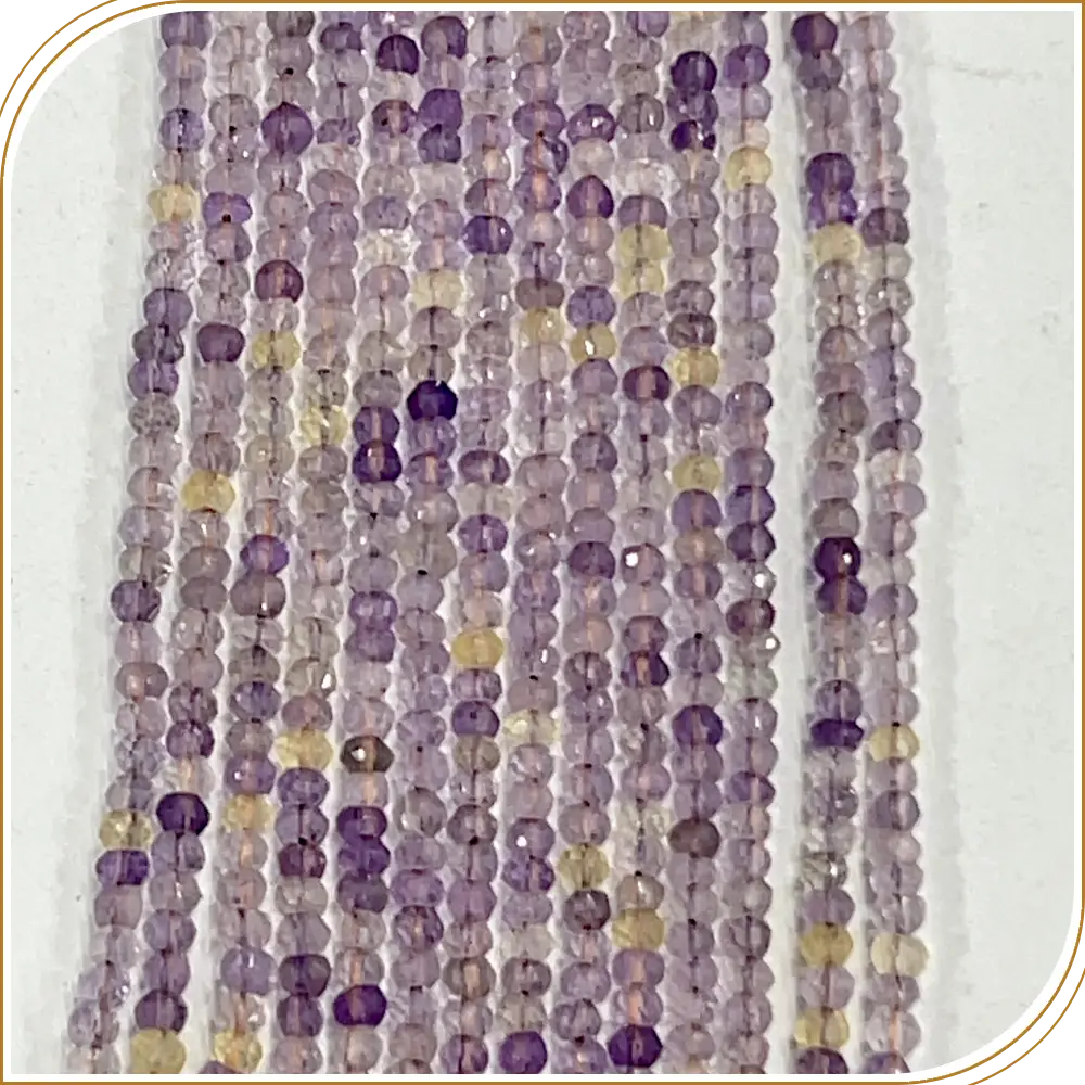 AAA Natural Ametrine Quartz Loose Gemstone Faceted Rondelle Beads – Exquisite 4mm Beads for Stunning Jewellery Creations – 14 Inches Strand