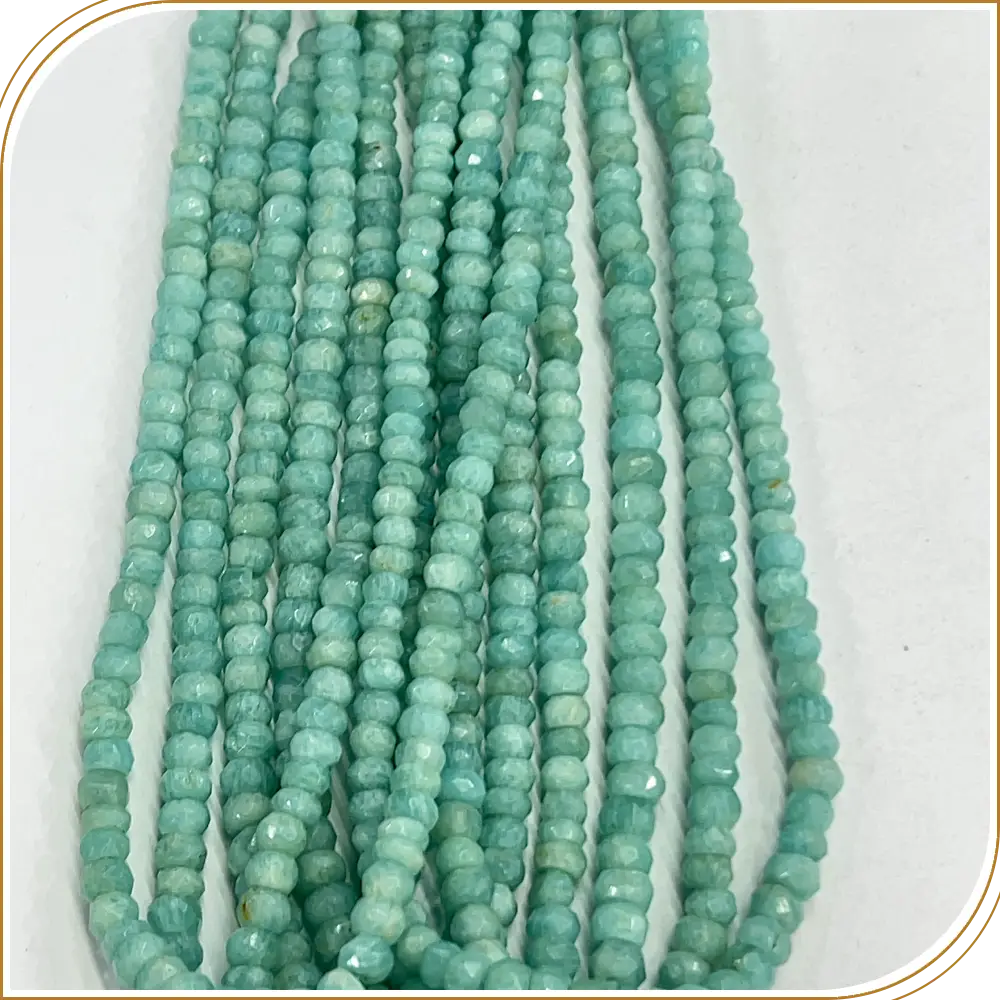 AAA Natural Green Amazonite Loose Gemstone Faceted Rondelle Beads Size 5-6mm 14 Inches Strand, A Stunning Gemstone With A Vibrant Green Hue, Perfect For Jewelry Designs
