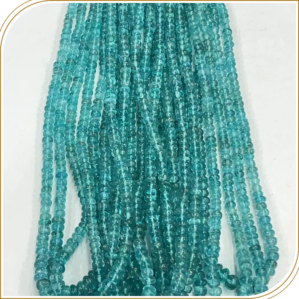 AAA Natural Aqua Blue Apatite Loose Gemstone Smooth Rondelle Beads Size 4-6mm 14 Inches Strand, Vibrant Blue Stones For A Bright, Refreshing Look