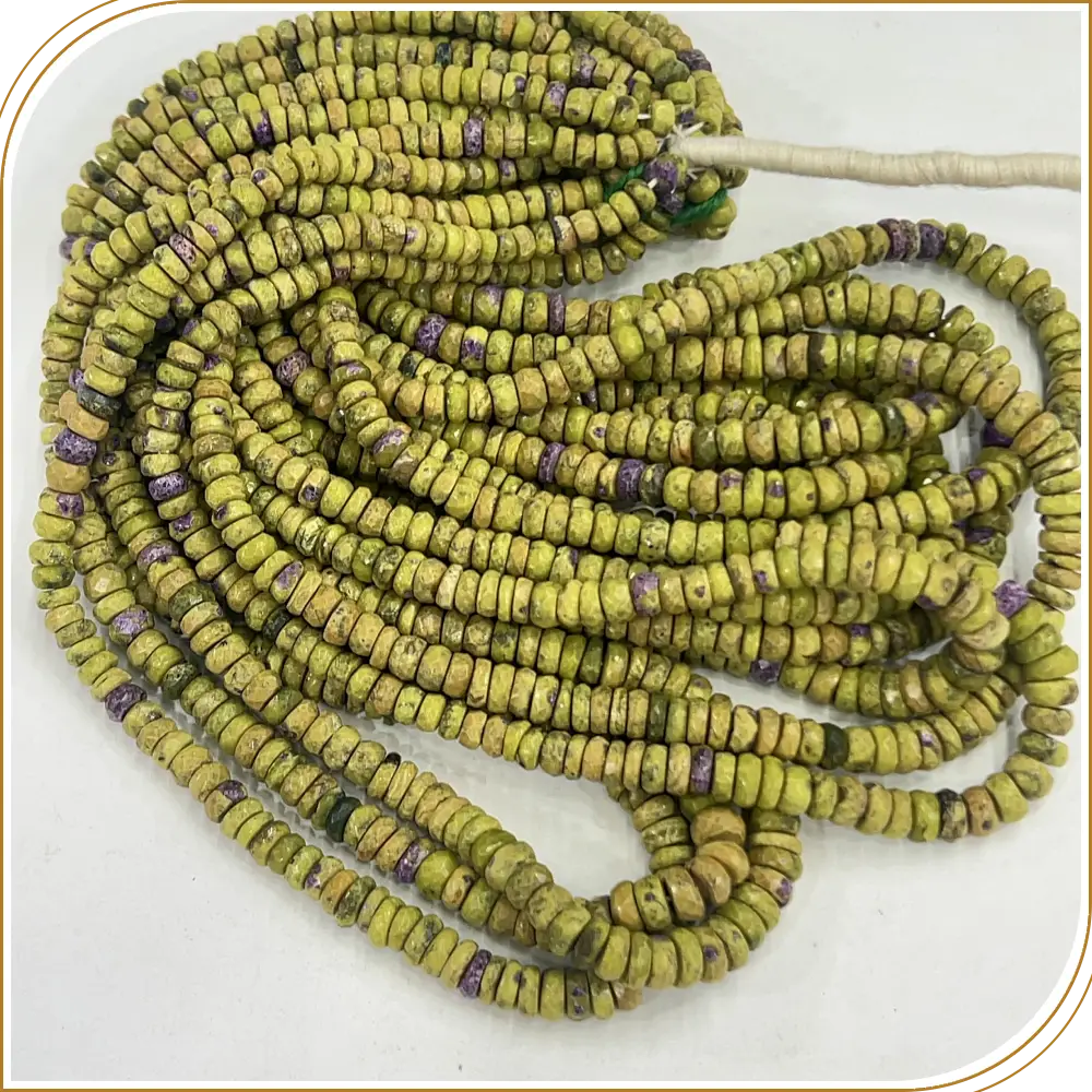AAA Natural Atlantasite Loose Gemstone Faceted Rondelle Beads Size 5-7mm 14 Inches Strand, A Rare Combination Of Green And Purple Gemstones