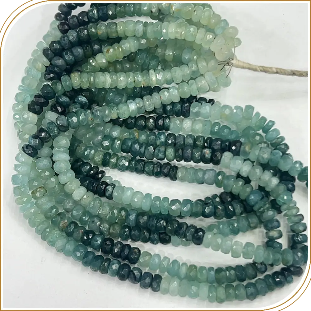 AAA Natural Grandidierite Loose Gemstone Faceted Rondelle Beads Size 6mm 14 Inches Strand, A Rare Gemstone With A Beautiful Blue-Green Hue