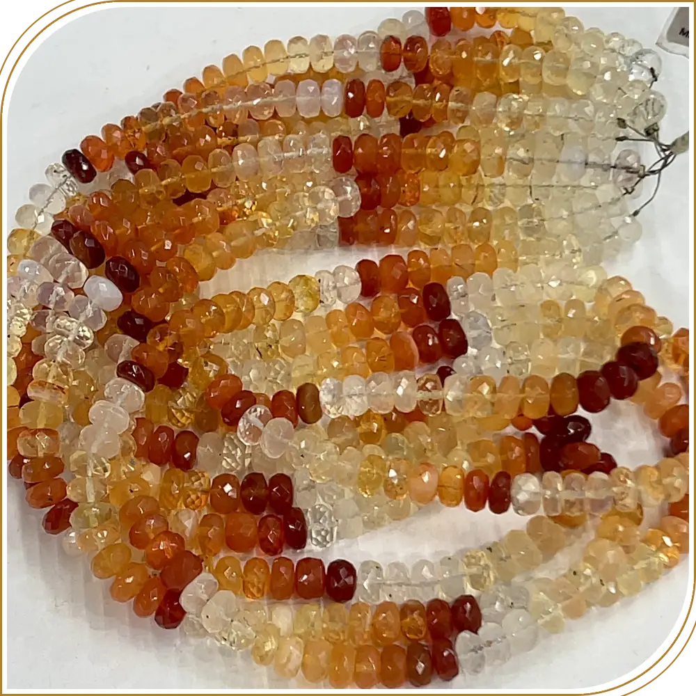 AAA Natural Mexican Opal Loose Gemstone Faceted Rondelle Beads Size 6-7mm 14 Inches Strand, A Gorgeous Fire-Orange Stone For Unique Jewelry Creations