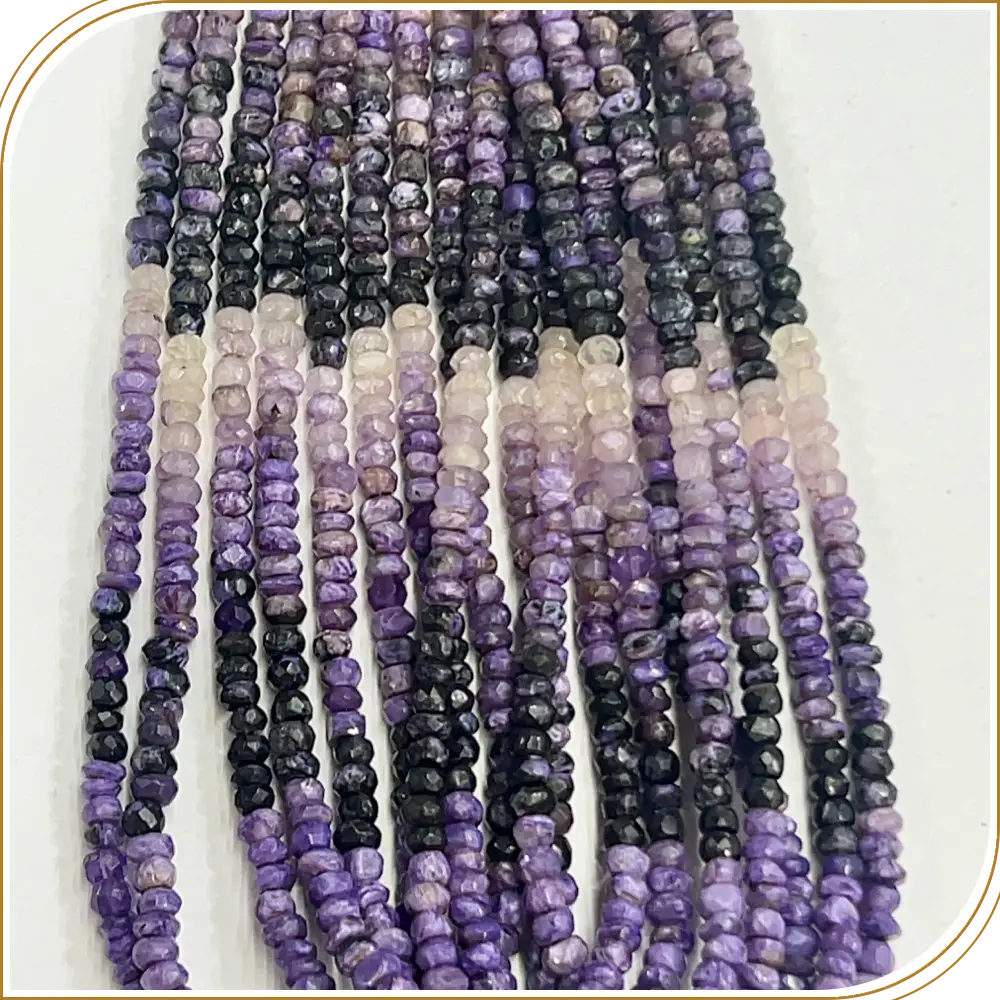 AAA Natural Charoite Loose Gemstone Faceted Rondelle Beads Size 5mm 14 Inches Strand, A Unique Purple Gemstone With Bold Patterns