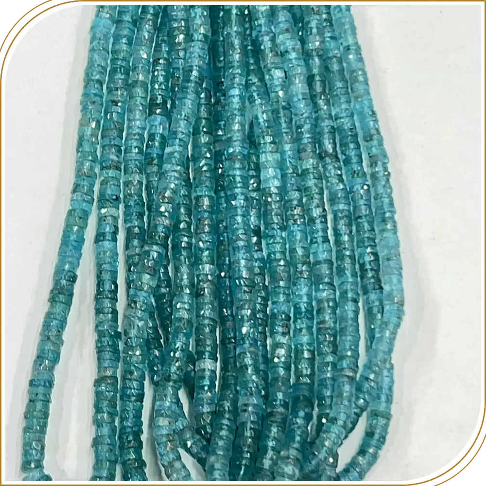 AAA Natural Aqua Blue Apatite Loose Gemstone Faceted Heishi Tyre Beads Size 6mm 14 Inches Strand, A Striking Blue Stone That Adds A Refreshing Vibe To Jewelry