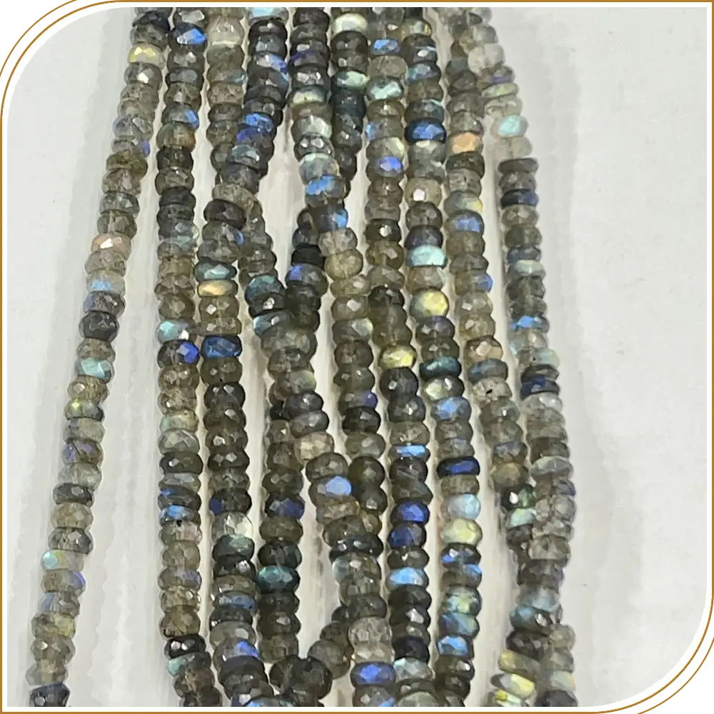 AAA Natural Blue Fire Labradorite Loose Gemstone Faceted Rondelle Beads Size 7-8mm 14 Inches Strand, Mystical Gemstones With Beautiful Iridescent Colors