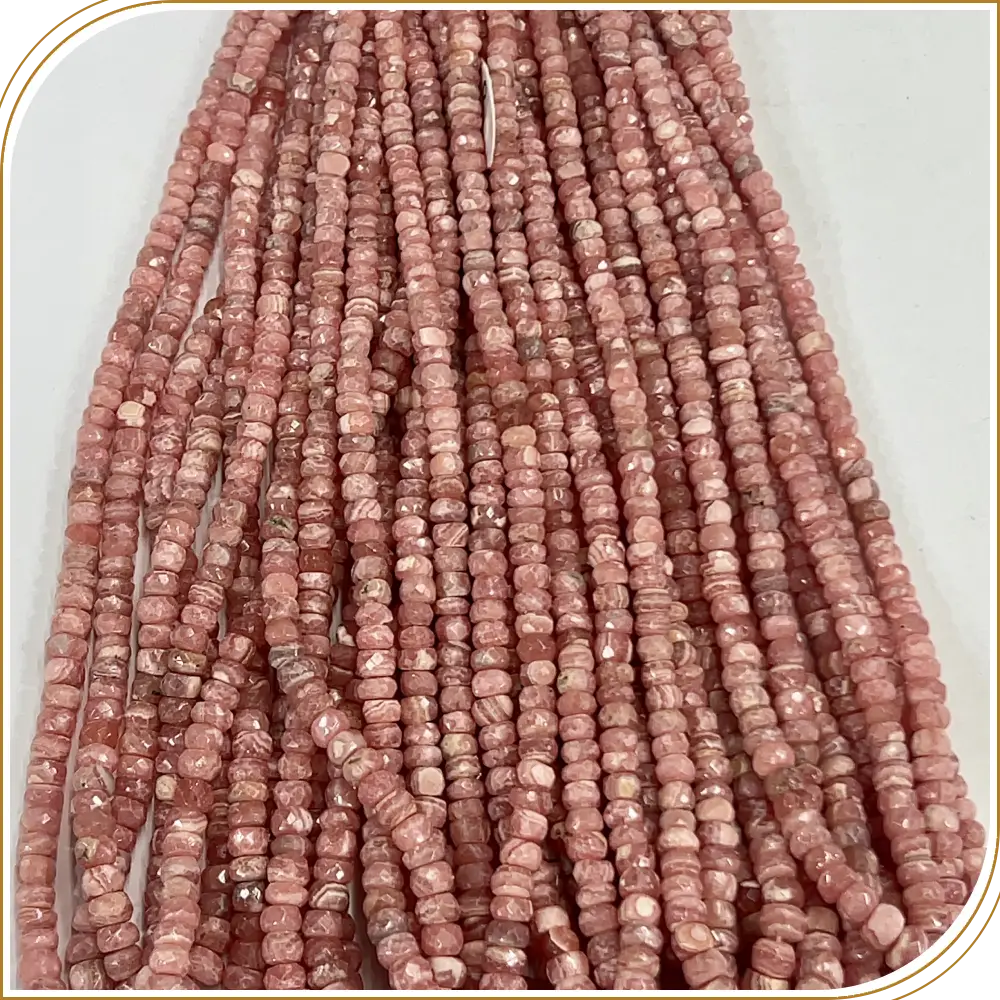 AAA Natural Pink Rhodochrosite Loose Gemstone Faceted Rondelle Beads Size 4-6mm 14 Inches Strand, Elegant Pink Gemstones Perfect For Delicate Jewelry Designs