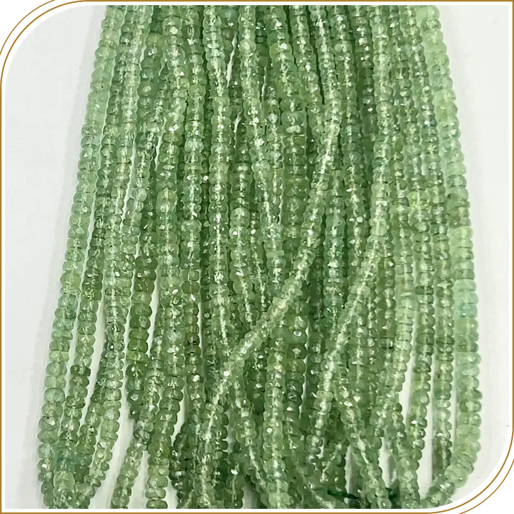 AAA Natural Green Kyanite Loose Gemstone Faceted Rondelle Beads Size 4-5mm 14 Inches Strand, A Calming Green Gemstone Ideal For Creating Peaceful Jewelry Pieces