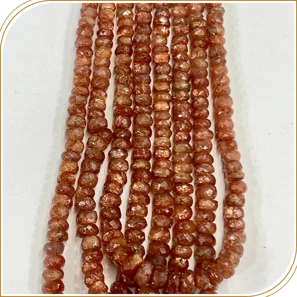 AAA Natural African Sunstone Loose Gemstone Faceted Rondelle Beads Size 5-8mm 14 Inches Strand, Shimmering Gems With Warm Hues That Add Radiance