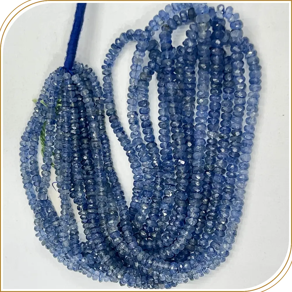AAA Natural Blue Kyanite Loose Gemstone Faceted Rondelle Beads Size 4-6mm 14 Inches Strand, Mesmerizing Blue Stones To Add Depth And Elegance To Jewelry