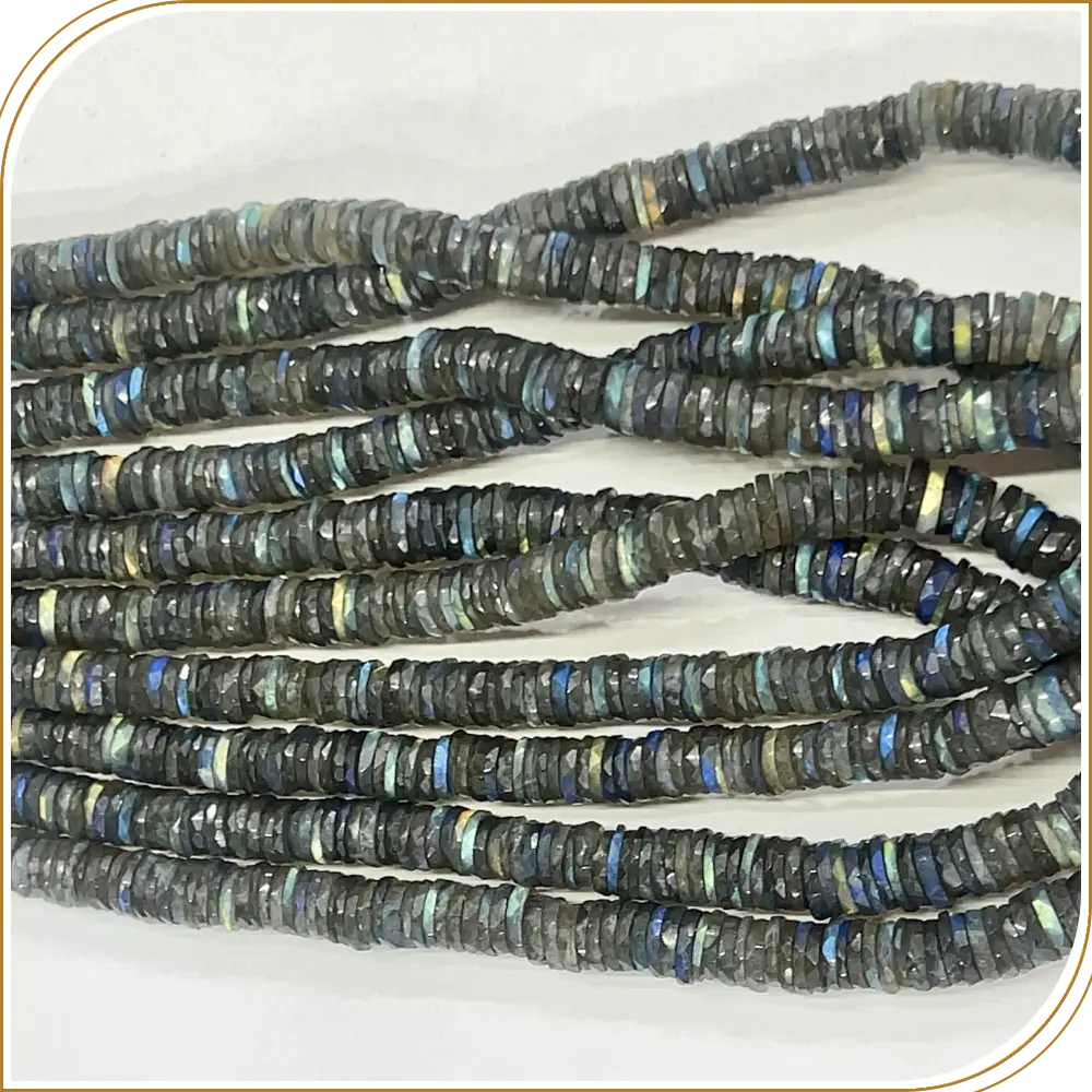 AAA Natural Blue Fire Labradorite Loose Gemstone Faceted Heishi Tyre Shape Beads Size 8mm 14 Inches Strand, Beautiful Gemstones With A Fiery, Iridescent Glow