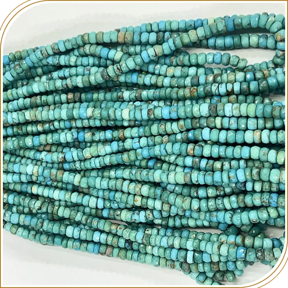 AAA Natural Blue Arizona Turquoise Loose Gemstone Faceted Rondelle Beads Size 4-6mm 14 Inches Strand, Rich Blue Stones That Create A Bold Statement