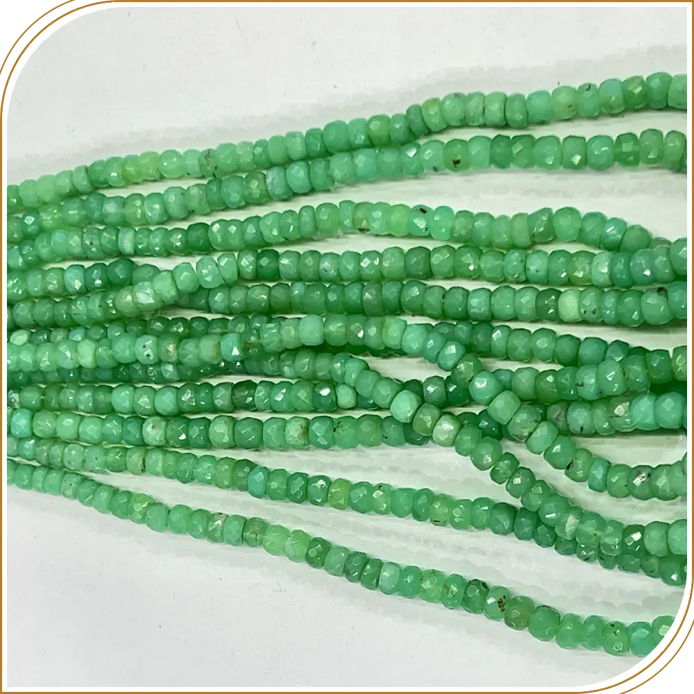 AAA Natural Australian Green Chrysoprase Loose Gemstone Faceted Rondelle Beads Size 4-6mm 14 Inches Strand, A Refreshing Green Gemstone Perfect For Stylish Designs