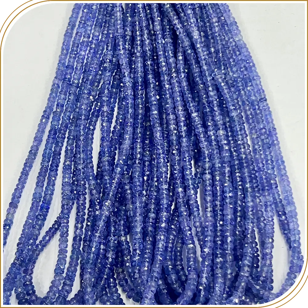 AAA Natural Blue Tanzanite Loose Gemstone Faceted Rondelle Beads Size 4-5mm 14 Inches Strand, A Beautiful Violet-Blue Stone For Elegant Creations