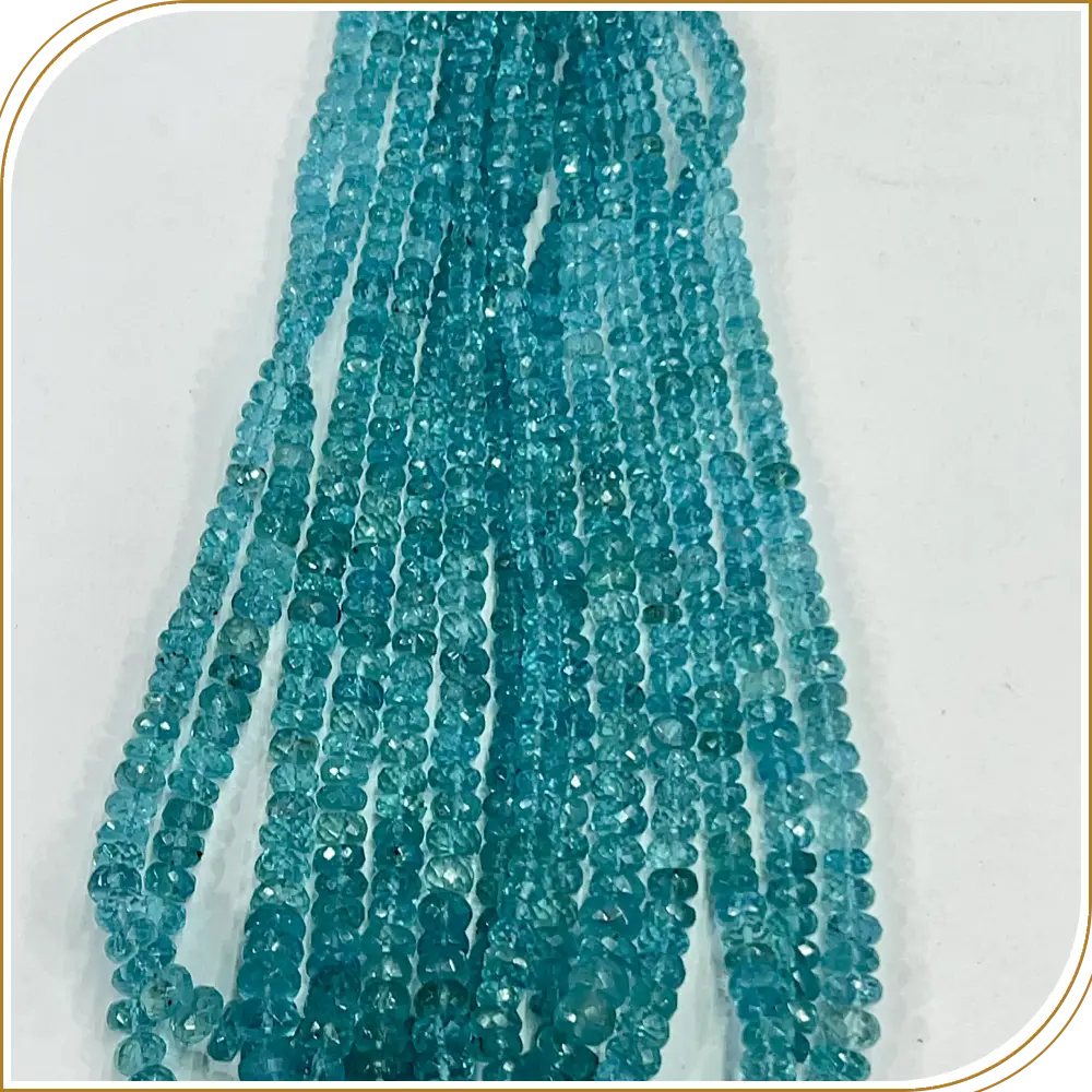 AAA Natural Aqua Blue Apatite Loose Gemstone Faceted Rondelle Beads Size 4-7mm 14 Inches Strand, Stunning Blue Stones For Beautiful Jewelry Creations