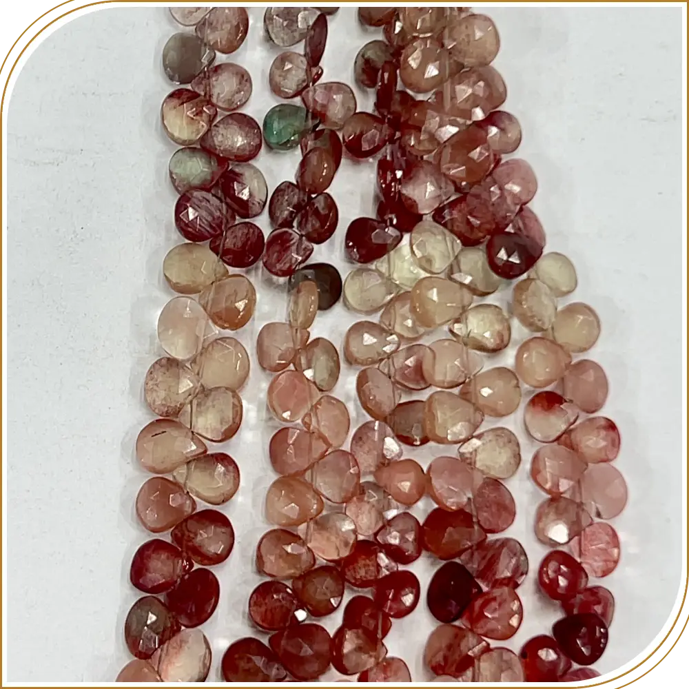 AAA Natural Red Andesine Loose Gemstone Faceted Heart Shape Beads Size 5-6mm 8 Inches Strand, Beautiful Heart-shaped Stones For Romantic Jewelry Pieces