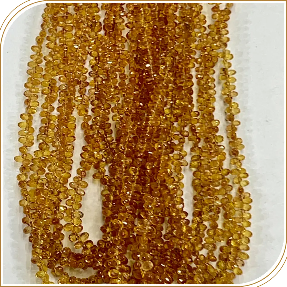 AAA Natural Light Orange Sapphire Loose Gemstone Faceted Briolette Teardrops Beads Size 3.5mm 14 Inches Strand, Soft Orange Stones Perfect For Elegant Creations