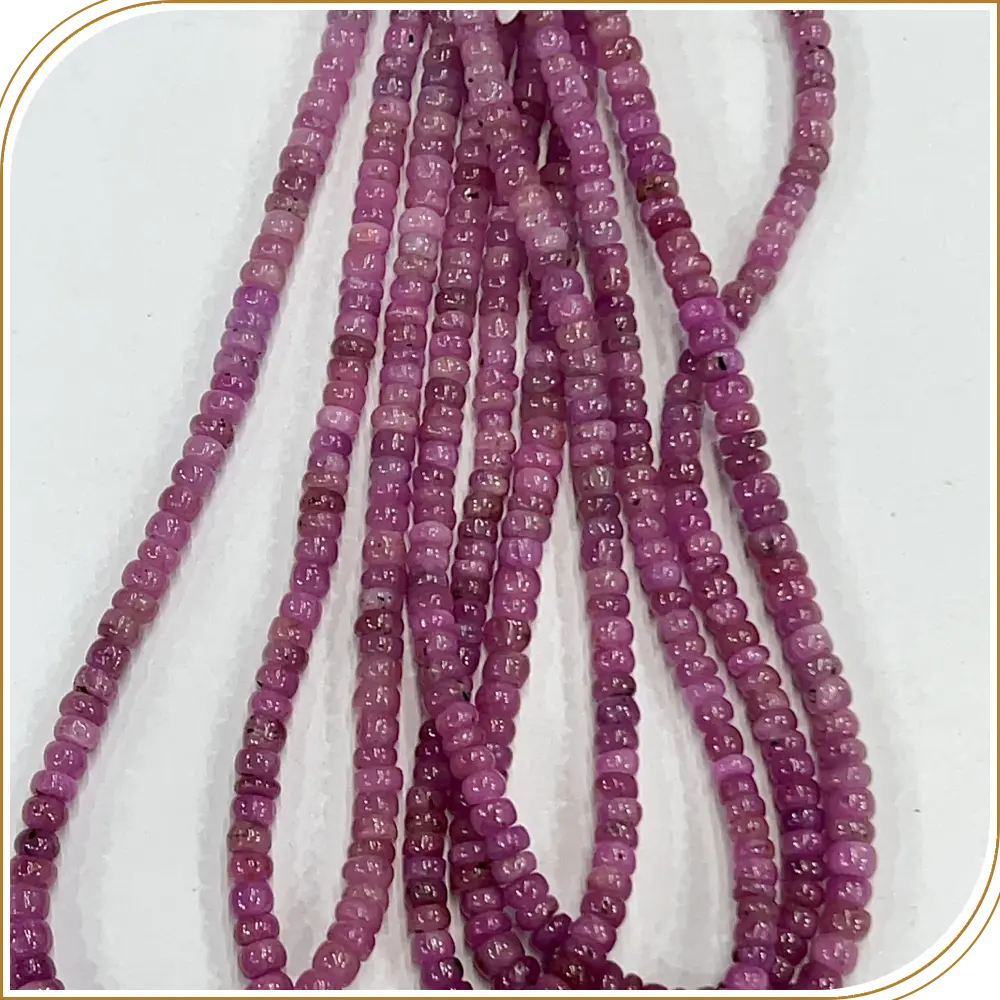 AAA Natural Pink Sapphire Loose Gemstone Smooth Rondelle Beads Size 6mm 14 Inches Strand, Gorgeous Pink Stones That Add A Feminine Touch