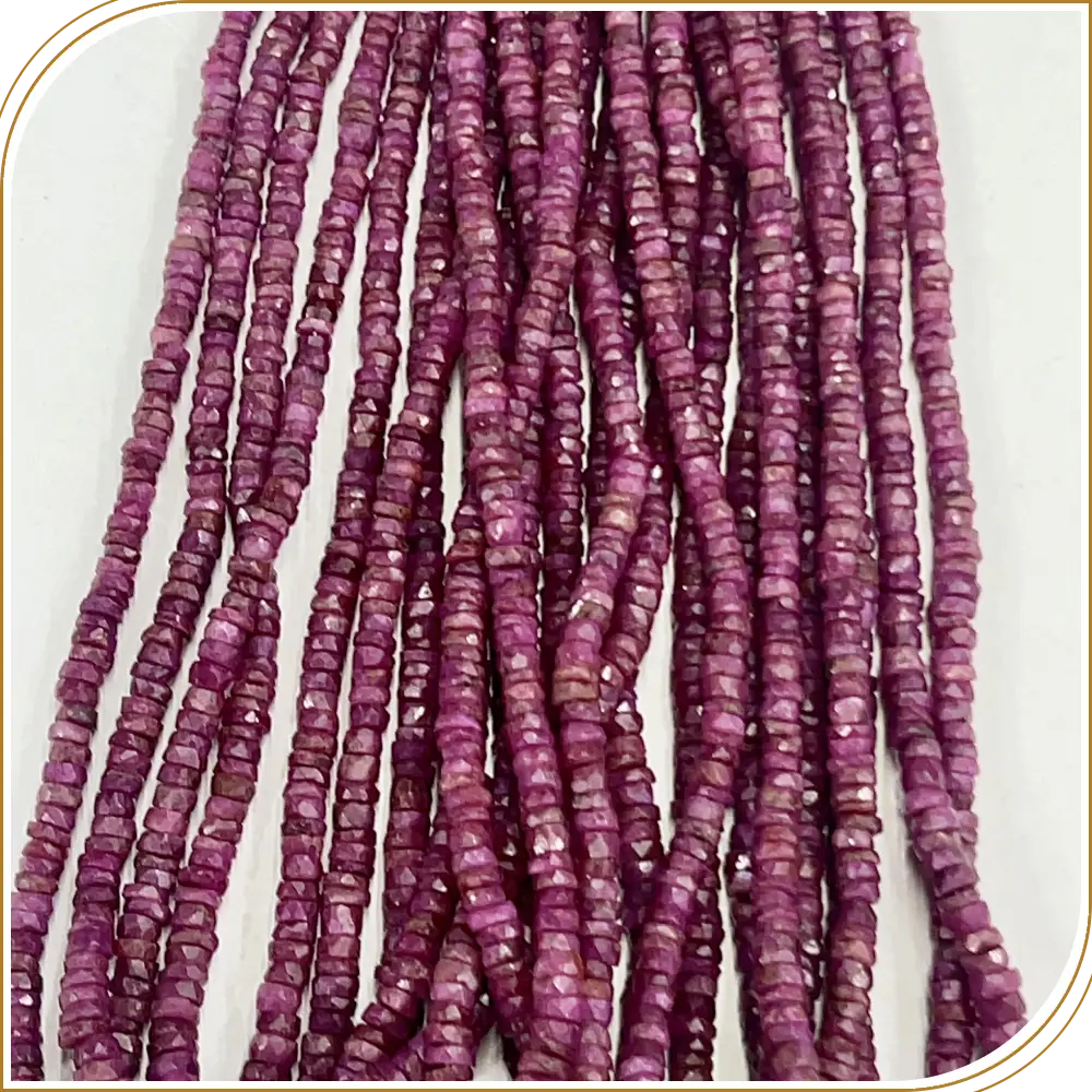 AAA Natural African Red Ruby Loose Gemstone Faceted Heishi Tyre Beads Size 4-6mm 14 Inches Strand, Deep Red Stones That Radiate Elegance