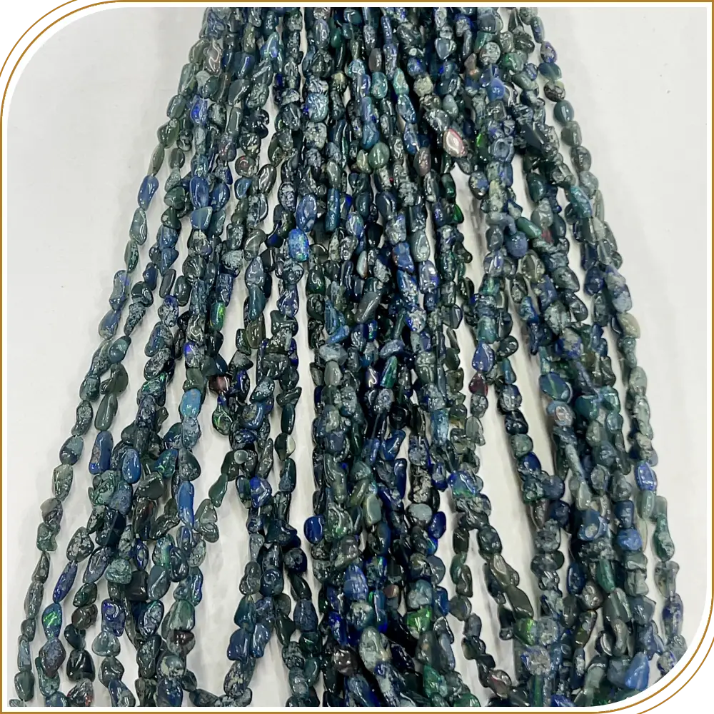 AAA Natural Black Ethiopian Opal Loose Gemstone Smooth Frosted Nuggets Shape Beads Size 3x5mm -5x8mm 14 Inches Strand, Subtle Frosted Stones With A Natural Look
