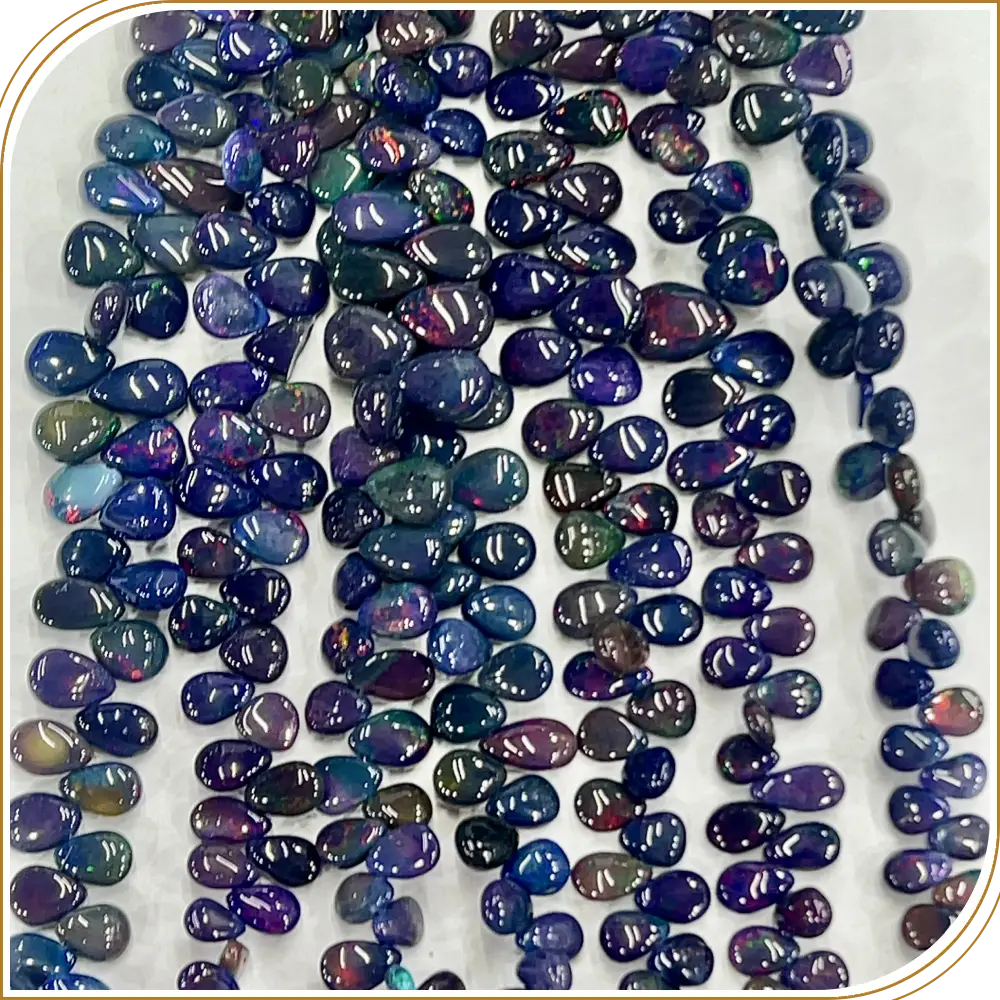 AAA Natural Black Ethiopian Opal Loose Gemstone Smooth Briolette Pear Shape Beads Size 4x6mm to 8x11mm 8 Inches Strand, Elegant Pear-Shaped Stones For Graceful Designs