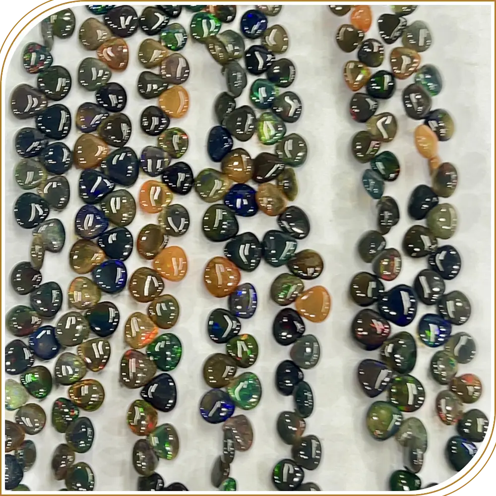 AAA Natural Black Ethiopian Opal Loose Gemstone Smooth Briolette Heart Shape Beads Size 7x7mm to 11x11mm 8 Inches Strand, Heart-shaped Opals That Add Romance And Beauty