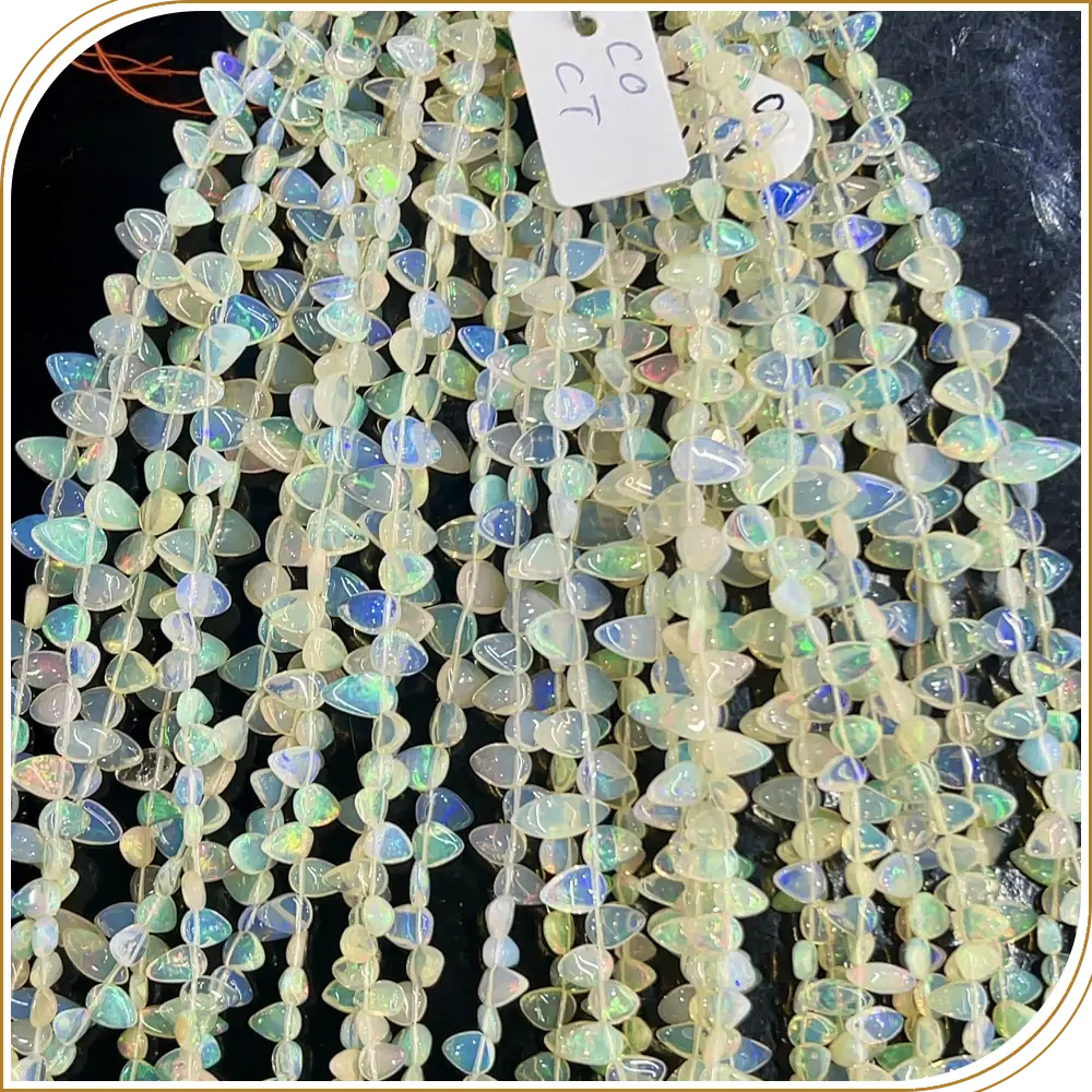 AAA Natural White Ethiopian Opal Loose Gemstone Smooth Fancy Shape Beads Size 3x5mm to 7x10mm Approx. 8 Inches Strand, Beautiful Fancy Shaped Opals For Elegant Jewelry