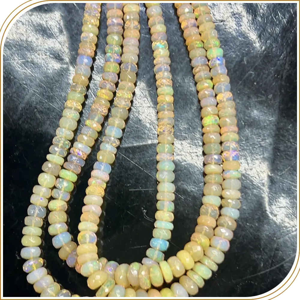AAA Natural White Ethiopian Opal Loose Gemstone Faceted Rondelle Shape Beads Size 6-8mm Approx. 14 Inches Strand, Bold And Eye-catching White Opal Stones With A Faceted Design