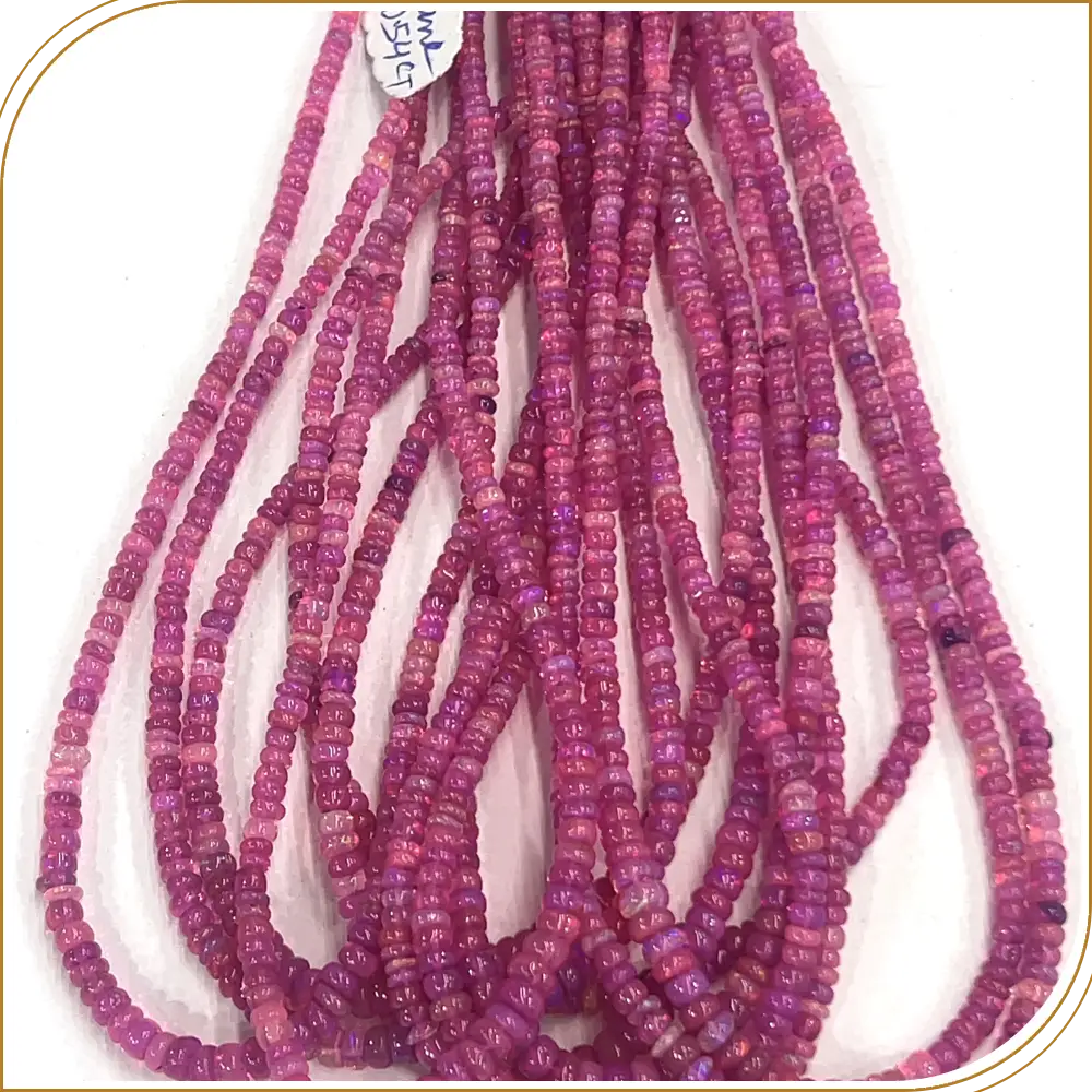 AAA Natural Dyed Pink Ethiopian Opal Loose Gemstone Smooth Rondelle Shape Beads Size 3-5mm Approx. 14 Inches Strand, Soft Pink Stones That Add A Delicate Touch