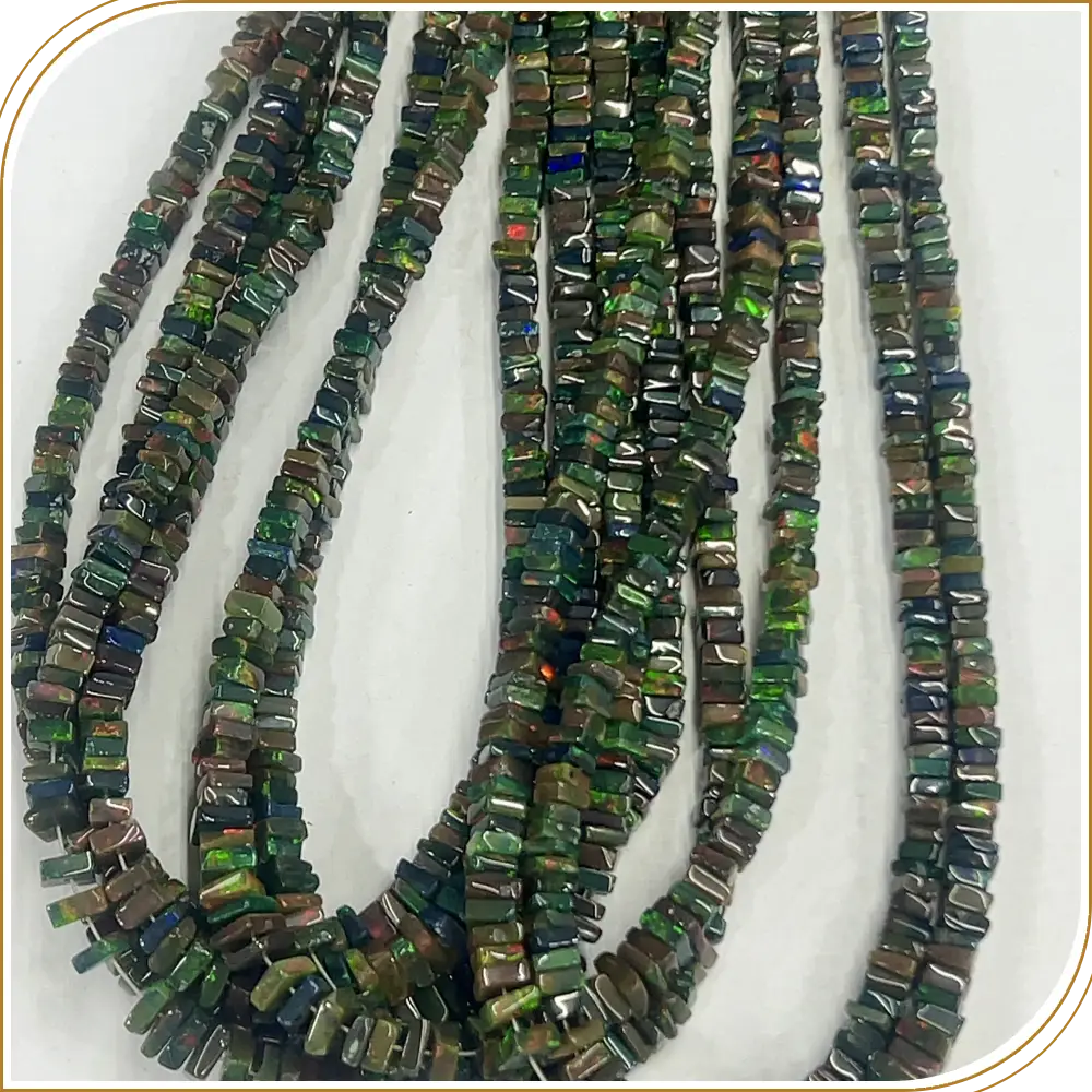 AAA Natural Black Ethiopian Opal Loose Gemstone Smooth Heishi Square Shape Beads Size 3-5mm Approx. 14 Inches Strand, Elegant And Unique Square Shaped Opal Beads