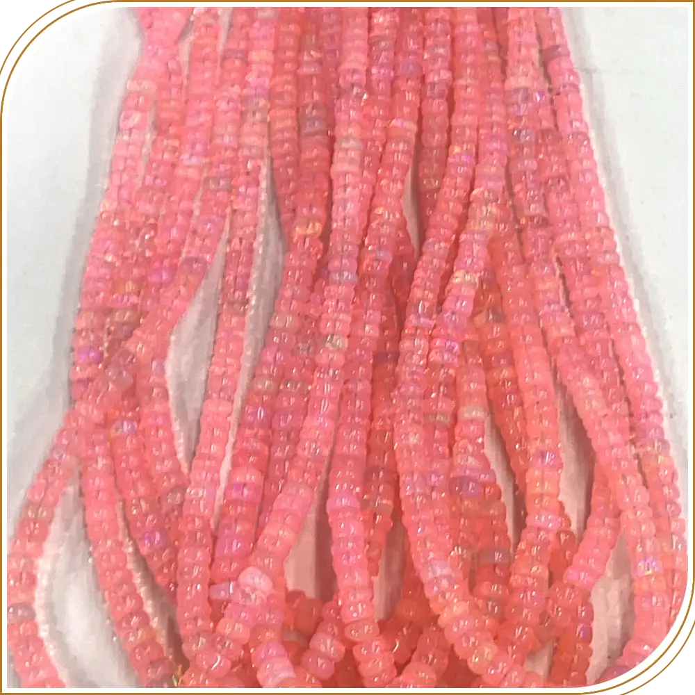AAA Natural Hot Dyed Pink Ethiopian Opal Loose Gemstone Smooth Rondelle Shape Beads Size 5-7mm Approx. 14 Inches Strand, Bold And Vibrant Pink Stones For Eye-catching Creations